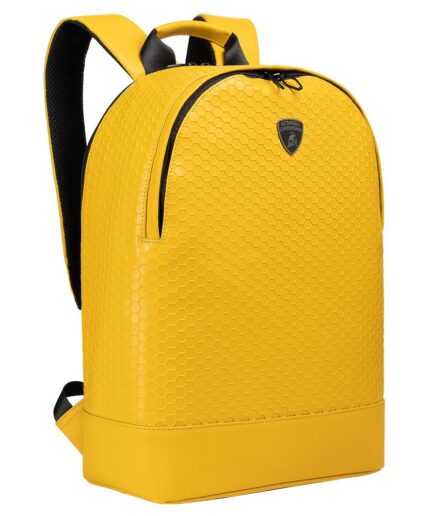 Lamborghini Mens Leather Backpack in Yellow